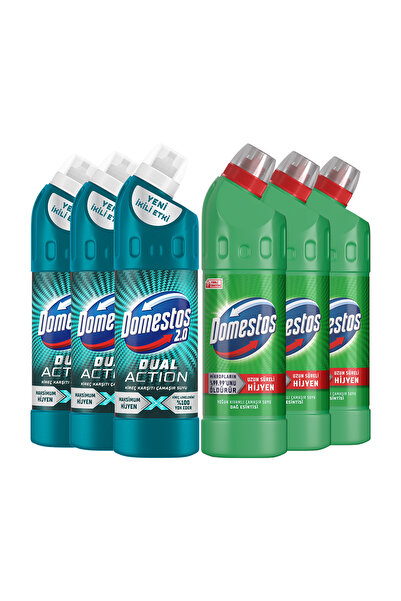 Domestos Dual Action Kireç Karşıtı Çamaşır Suyu 750ml x3 Çamaşır Suyu Dağ Esintisi 750ml x3
