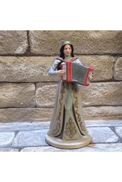 Butik Adige PSAŞE SİNEJAN Akardiyon çalan Kız Figürü El boyaması biblo