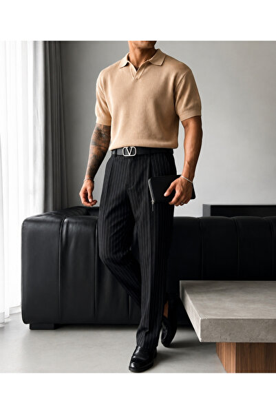 Zen And Men Men's Striped Fabric Trousers