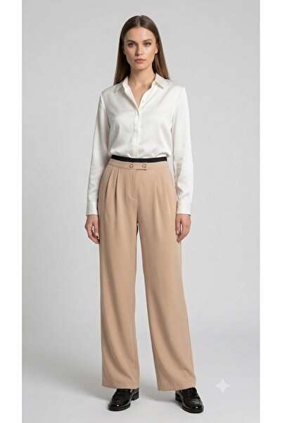 centilmen Ysati̇s High Waist Wide Leg Detailed Trousers 2000111
