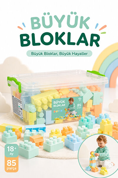YILDIRIM OYUNCAK Büyük Bloklar 85 Parça Saklama Kutulu Eğitici Yapı Blokları ...