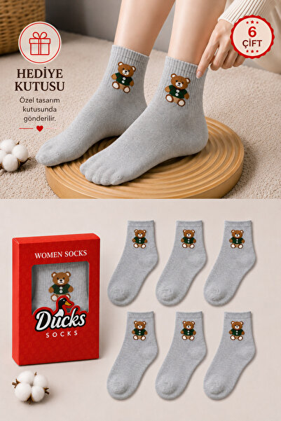 Ducks Socks Women's Teddy Bear Socks Gift Boxed Cotton Short Socks with Teddy...