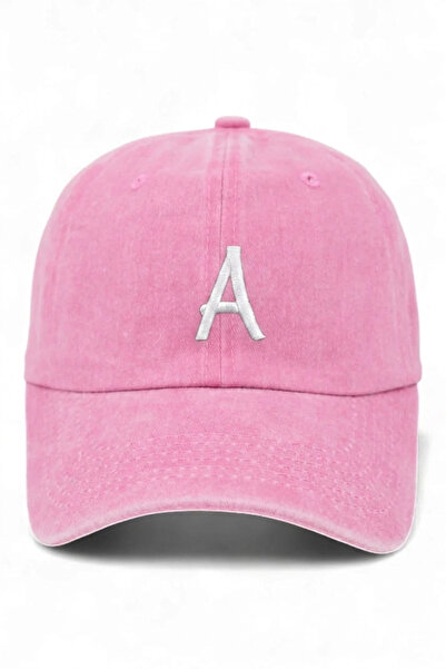 ŞapkaMania Letter a Powder Embroidered Washable Vintage Unisex Hat
