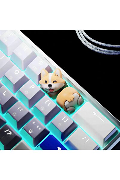 Keybitcap Corgi Keycap Seti – Sevimli Köpek Temalı El Boyaması 3D Baskı Mekan...