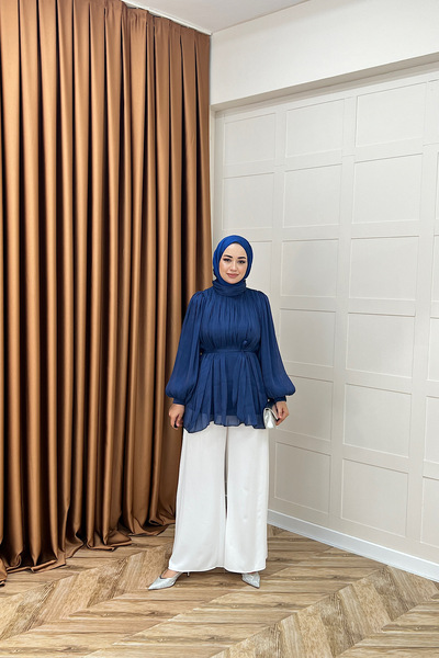 Stilife Hope Balon Kol Tunik Lacivert
