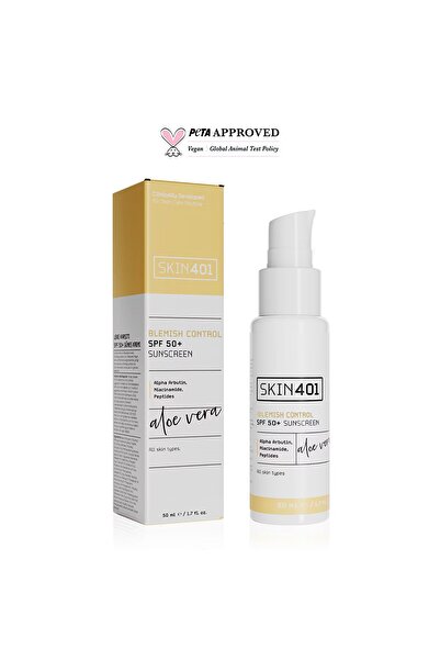 Skin 401 SPF50+ كريم واقي من الشمس للوجه مضاد للعيوب ومرطب بالصبار 50 مل