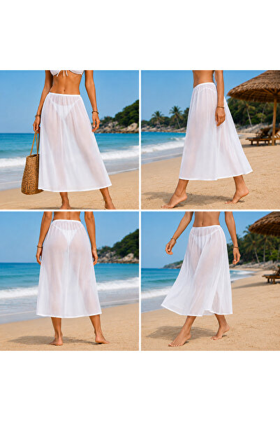 ELİTE PRENSES VELOURA Elite Princess Veloura Chiffon Tulle Beach Skirt Black Summer Pareo Swimsuit Top Long Beach Skirt