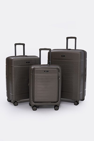 Torry Premium Series PP 3’lü Valiz Seti Büyük + Orta + Kabin Boy Gri