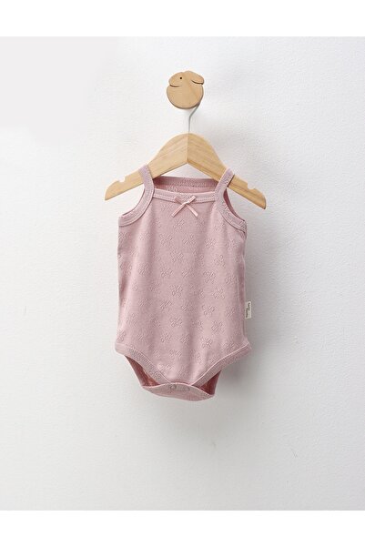 MiniKids Body stil maiou, bretele subtiri, Fluturasi, roz prafuit