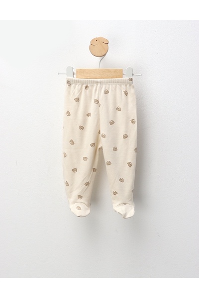 MiniKids Pantaloni cu botosei Ace Trase, Mini Bear, crem