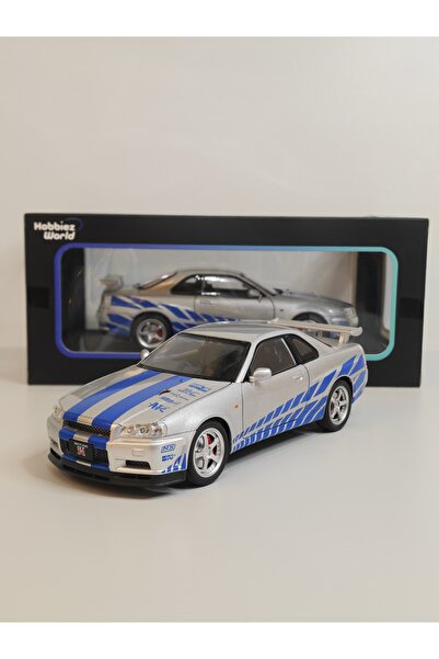 HOBBİEZ WORLD Nissan Skyline R34 GTR 1:24 Metal Model Araba (20 cm Kapılar Aç...