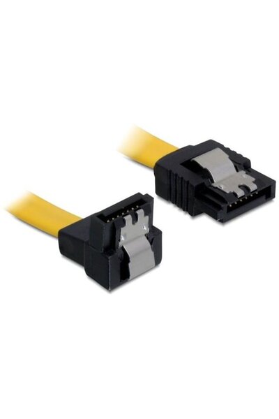 DELOCK cable SATA 10cm down/straight metal yellow