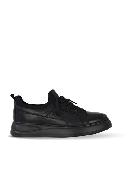 BUENO Black Leather/Stretch Men's Sports Shoes