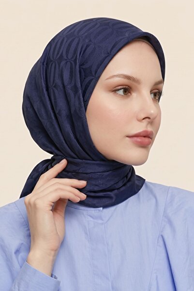 InStyle Οβάλ Σχέδιο Φουλάρι Ayrobin Jacquard - Ναυτικό Μπλε