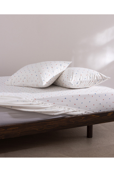 Madame Coco Morgan Single 100% Cotton Ranforce Printed Elastic Bed Sheet Set ...