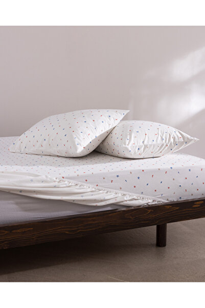 Madame Coco Morgan Double 100% Cotton Ranforce Printed Elastic Sheet Set - Co...