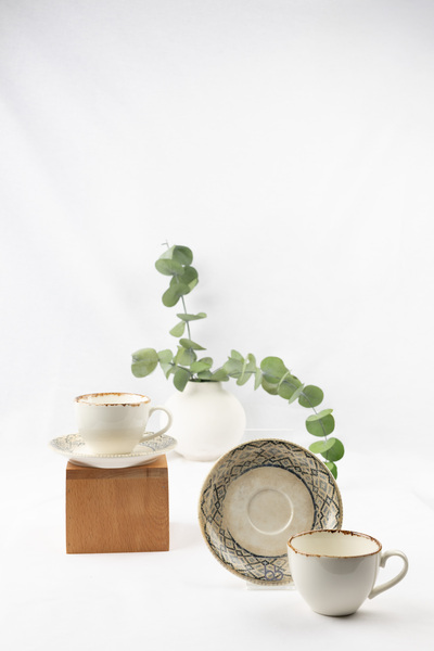 By Bone Porselen Rug 4 Parça 2 Kişilik Porselen Cappuccino ve Latte Kahve Fin...