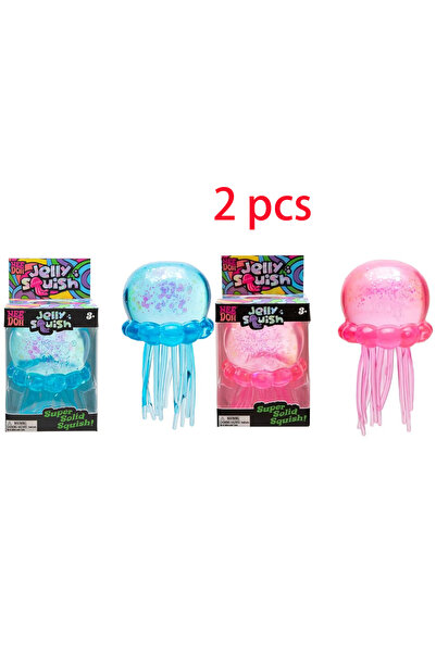 Needoh Jelly Squish Blue Jellyfish Fidget Toy - Super Solid Squish Stress Rel...