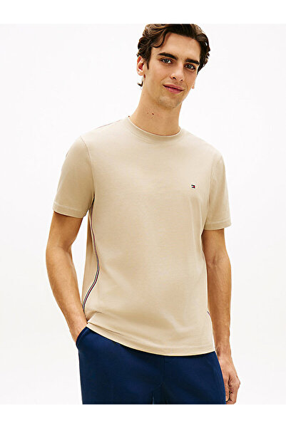 Tommy Hilfiger Men's Khaki Crew Neck Cotton Slim Fit/Regular T-Shirt