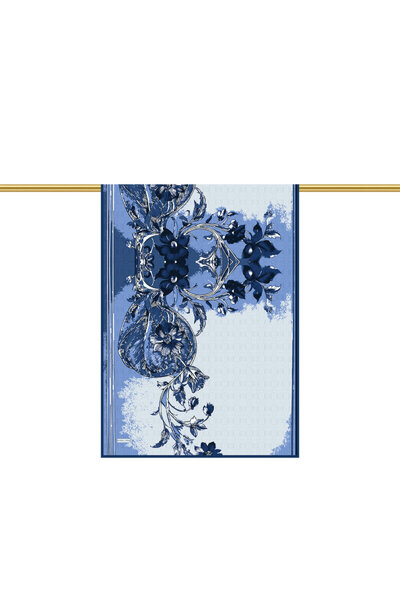 Bursa İpek Ice Blue Derya Pattern Sura Silk Shawl