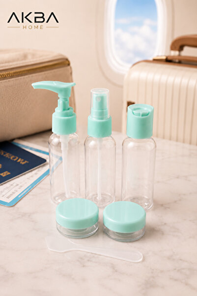 AKBA HOME Travel Set Empty Bottle Kit 6-Piece, Refillable Shampoo Cream Lotio...