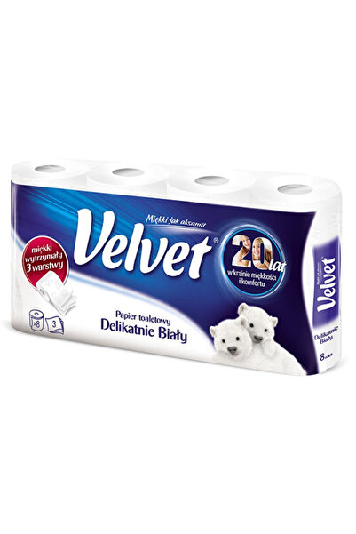 Velvet Hartie igienica Velvet, 3 straturi, Celuloza, 8 role, Alb