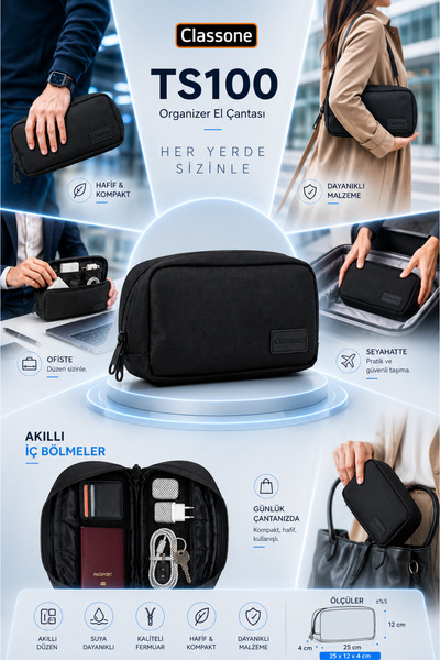 Classone Ts100 Travel Organizer, Daily Handbag - Black