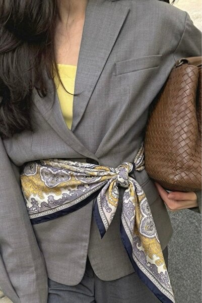 FENZA SCARF GOLDEN PAİSLEY %100 İPEK FULAR 65X65CM