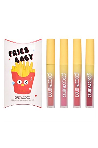 Flippy Set Luciu de buze, Kevin&Coco, Fries Baby, 4 Lip Gloss-uri, Stralucire...