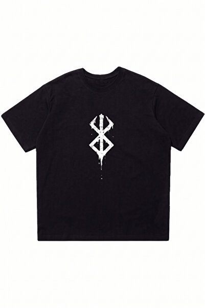 DASH WEAR Shadow Mark Printed Black Oversize Crew Neck T-Shirt