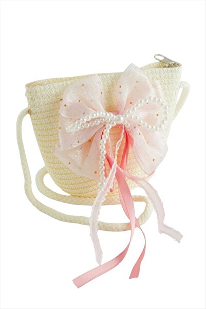 Generic Brand Fiyong Pearl Tulle Straw Bag - Cream