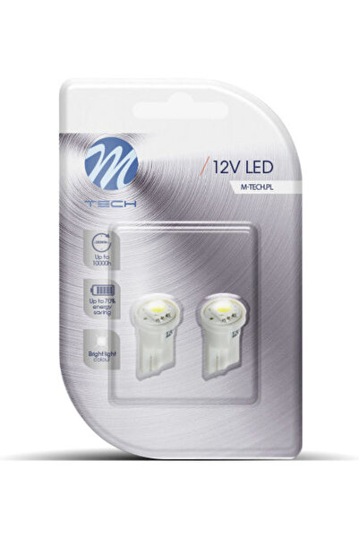 M-TECH Λάμπες Αυτοκινήτου & Μοτοσικλέτας T10 LED 12V 0.24W 2 τεμάχια