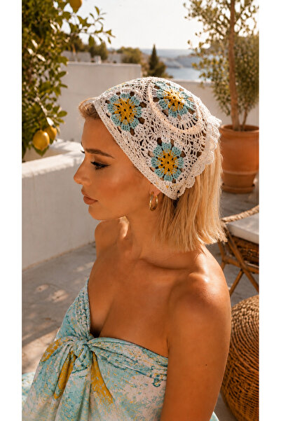 Be Best Women's Ecru Daisy Pattern Bandana Be426