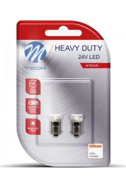 M-TECH Λάμπες Αυτοκινήτου Βαρέως Τύπου SMD 2835 BA9S / T4W LED 24V 2 τεμάχια