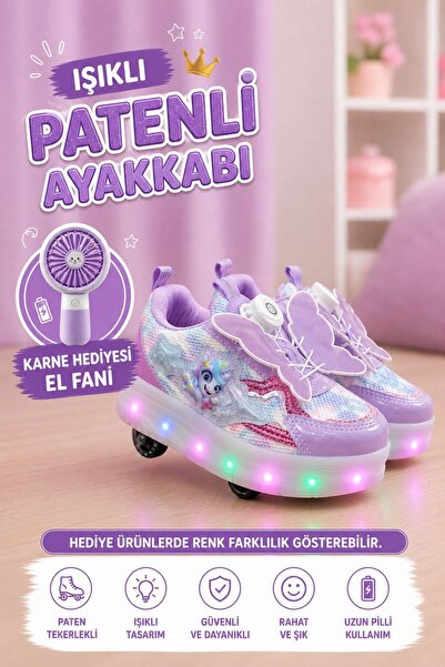 SOLERO Kanatlı Model Patenli, Işıklı, 4 Tekerlekli Spor & Paten Dönüşümlü Çoc...
