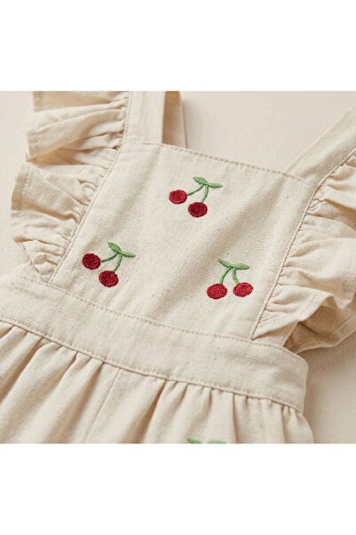 SweetMe Kız Çocuk Cherry Ekru Jean Tulum