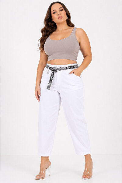 ZANESSİ FASHION Γυναικείο παντελόνι Lycra Mom σε μεγάλο μέγεθος με ελαστική μ...
