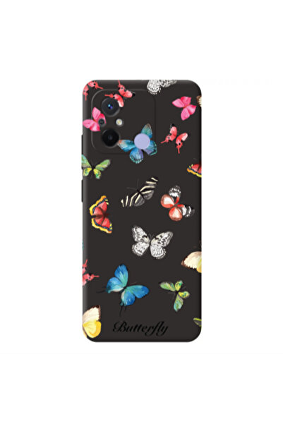 Other Xiaomi Redmi 12C Mixed Butterflys Black Colored Silicone TPU Θήκη