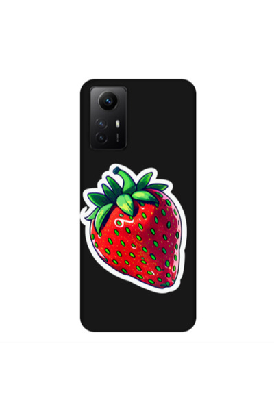 Other Xiaomi Redmi Note 12s strawberry Black Colored Silicone TPU Θήκη