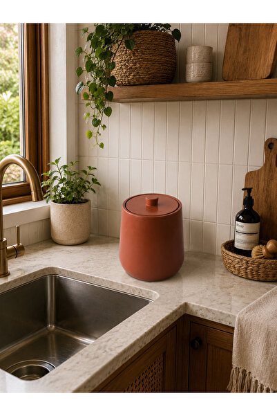 Zigzag Home Decorative Bohemian Style Concrete Trash Can for Kitchen Countert...
