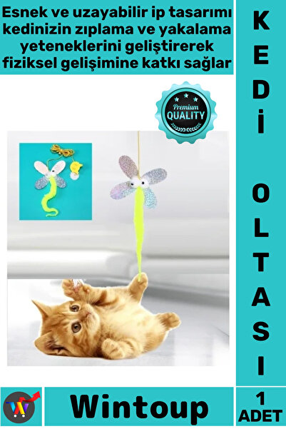 Wintoup # Cat Fishing Rod Interactive Bell-Attached Flexible Butterfly Model ...