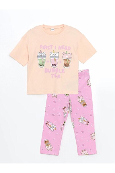 LC Waikiki Crew Neck Girls' T-Shirt and Leggings (S5)