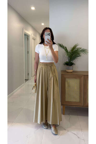 BİRCANÇİL Sanne Camel Wide Leg Pants