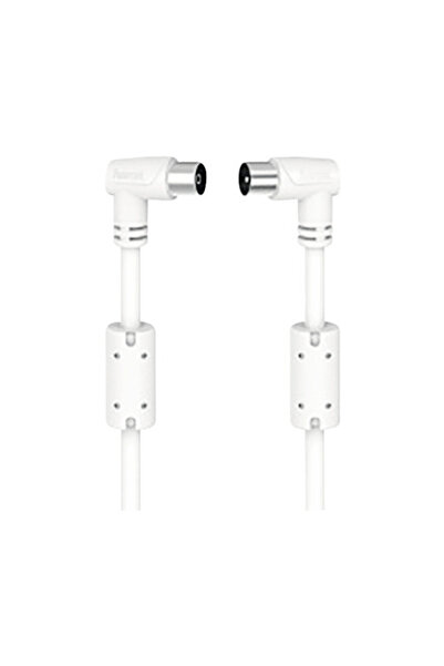 OEM Prelungitor cablu coaxial Hama 1,5m 95dB alb, incl. mufe TV cotite unghi ...