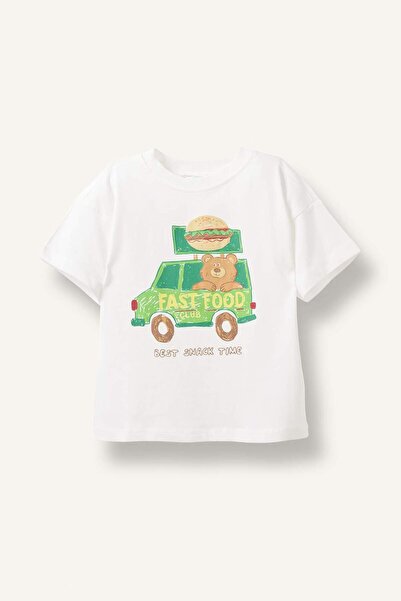 DeFacto Oversized Printed Short Sleeve Ecru T-Shirt Baby Boy I0135A526Au