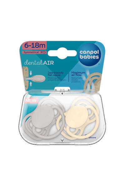 Canpol babies Suzeta simetrica din silicon 6-18m Dental Air Nude 2 Pcs 23/229...