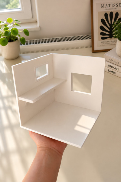 senayartstudio Pencere Detaylı Dekoratif Mini Ev Maketi – Masaüstü Raf Süsü