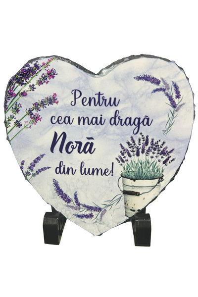 LimArt Placa decorativa ardezie in forma de inima, Lavanda, 14x13 cm - "Pentr...