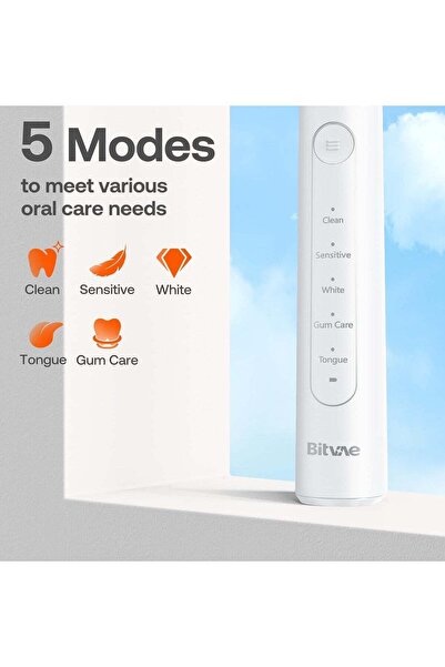 Bitvae R2 Rotating Electric Toothbrush for Adults with 8 Brush Heads, Travel Case, 5 Modes Rechargeable