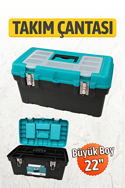 Badem10 Plastik Saplı 22 inc Büyük Boy Metal Kilitli Takım Çantası Organizerl...
